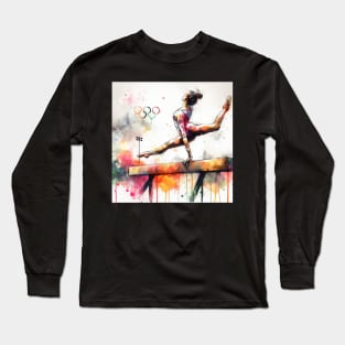 Artistic interpterion of an Olympian on the balance beam. Long Sleeve T-Shirt